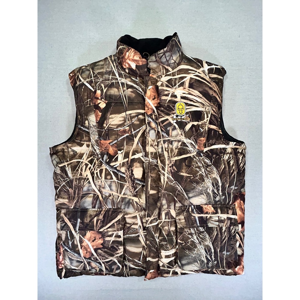 HARDCORE Men's XL Cattail Camo DOWN Hunting Vest Duck Deer Goose OutdoorWear‎